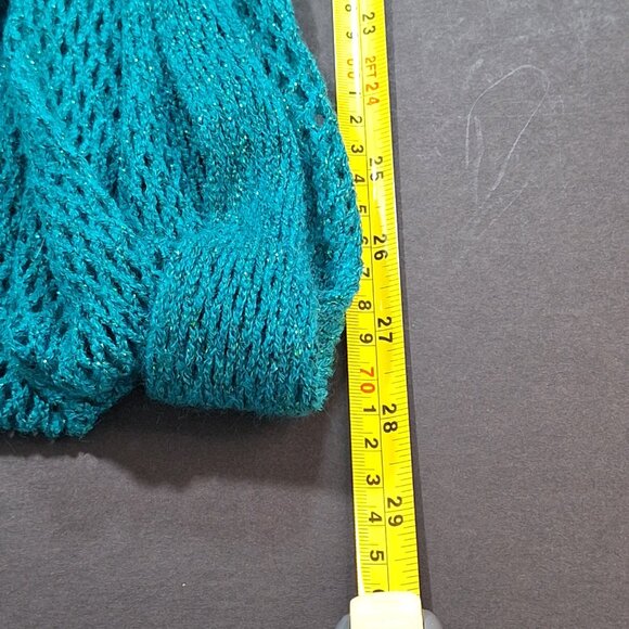 Steve Madden Teal Metallic Knit Infinity Circle Scarf Open Knit Fishnet NWT - Picture 6 of 10